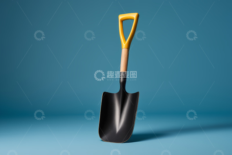 高清大图下载【趣麦麦图】蓝色背景下的园艺工具铲子