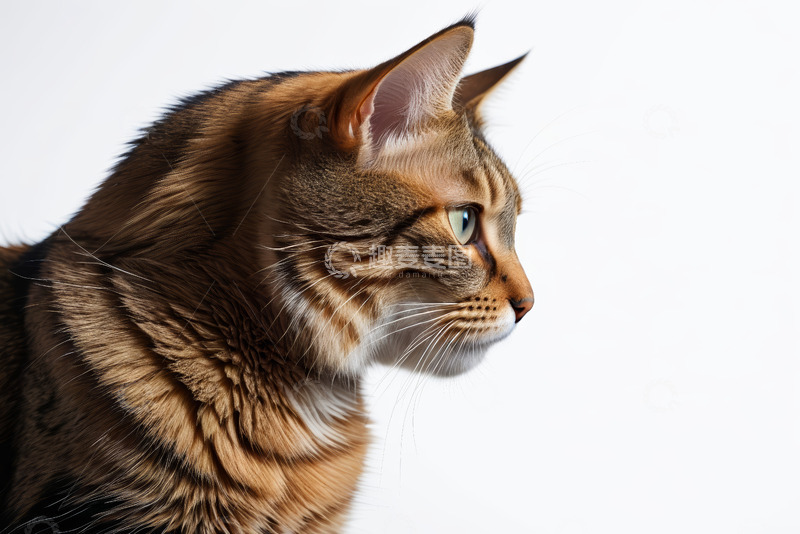 高清大图下载【趣麦麦图】虎斑猫侧颜特写