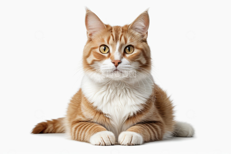 高清大图下载【趣麦麦图】橘白相间猫咪趴坐特写