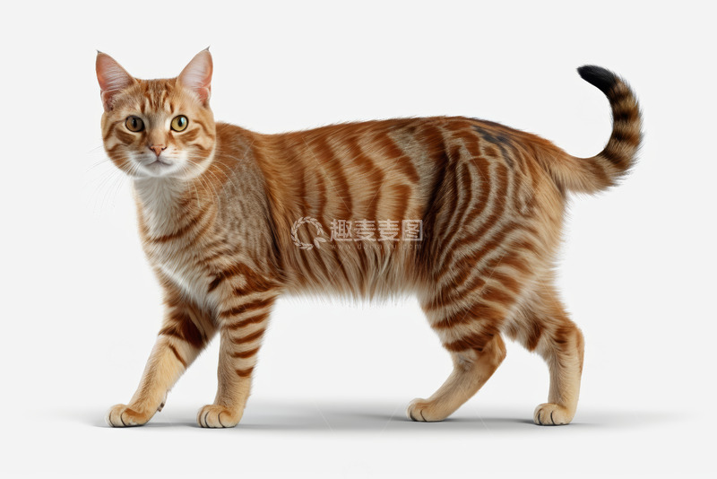 高清大图下载【趣麦麦图】行走的橘色条纹猫