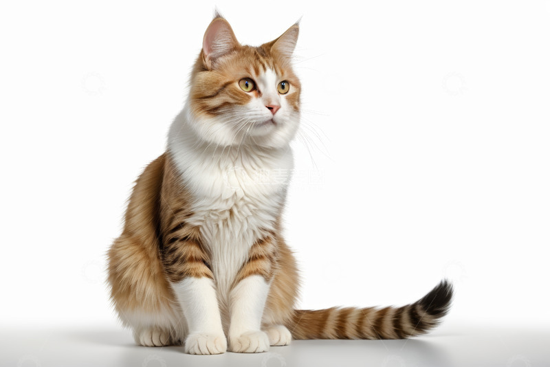 高清大图下载【趣麦麦图】坐立的棕白相间猫咪