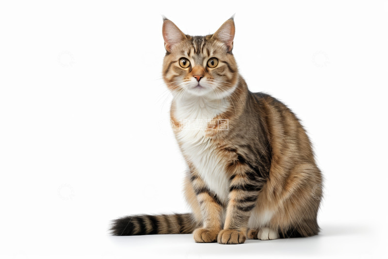 高清大图下载【趣麦麦图】坐立的虎斑猫