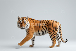 站立行走的老虎正面视角素材