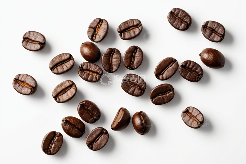 高清大图下载【趣麦麦图】散落在白色背景上的咖啡豆