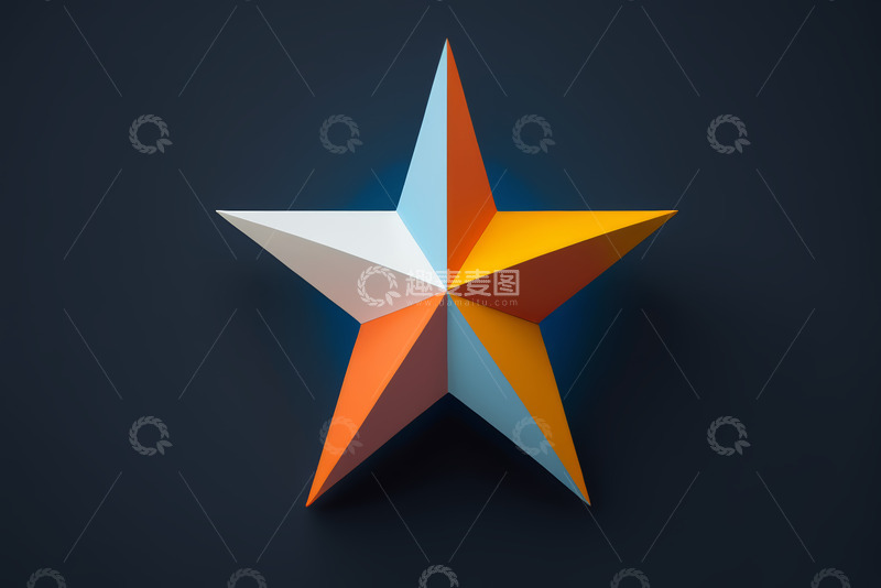 高清大图下载【趣麦麦图】立体五角星几何图形