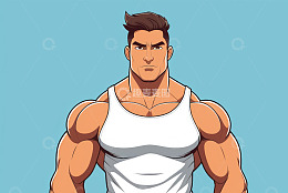 卡通肌肉男正面形象