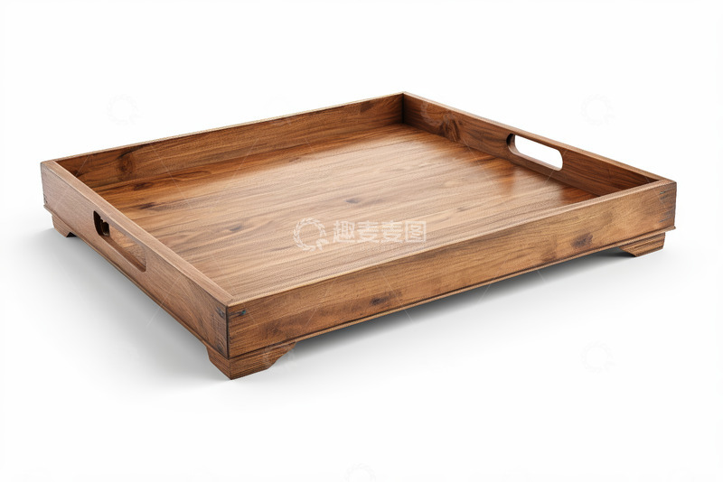 高清大图下载【趣麦麦图】木质方形带把手托盘