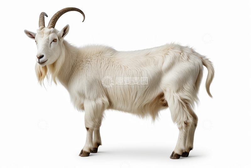 高清大图下载【趣麦麦图】站立的白色山羊特写