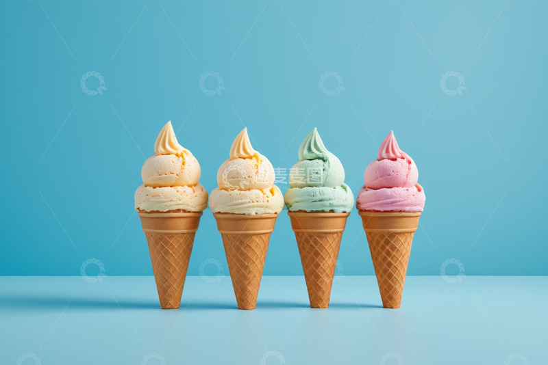 高清大图下载【趣麦麦图】多口味冰淇淋蛋筒展示