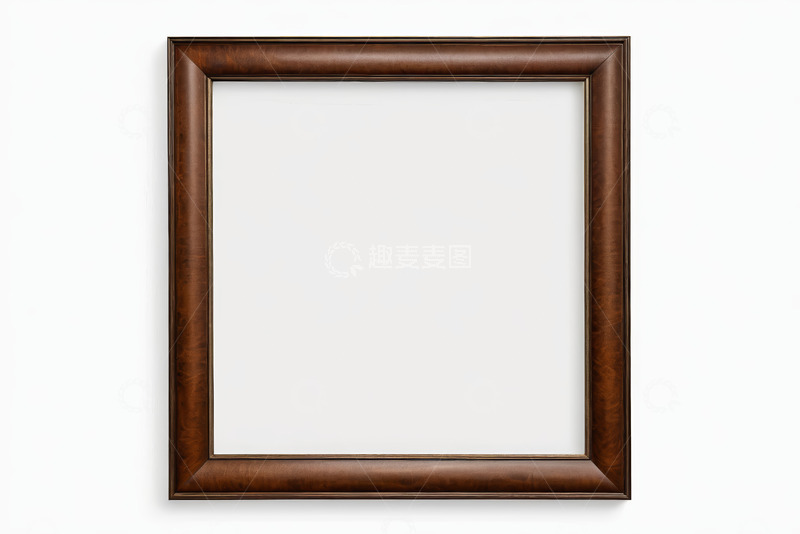 高清大图下载【趣麦麦图】棕色木质相框白色背景素材