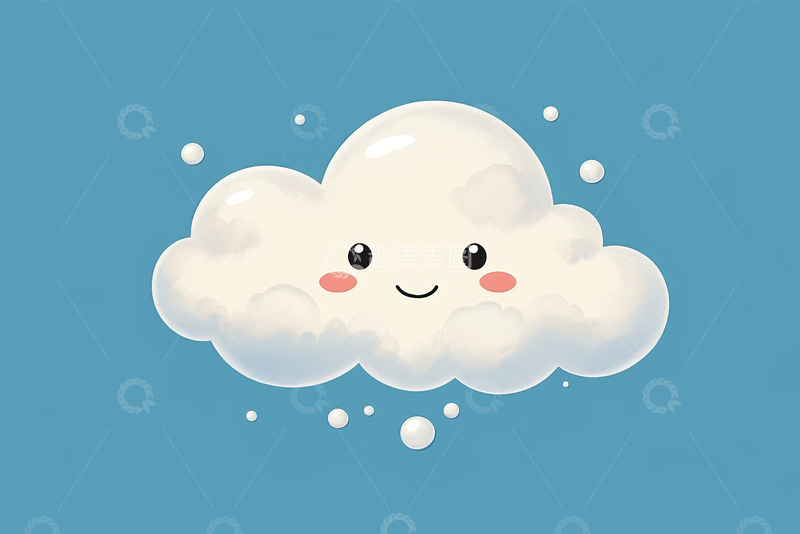高清大图下载【趣麦麦图】卡通形象白云插画