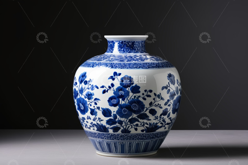 高清大图下载【趣麦麦图】中式青花瓷瓶特写