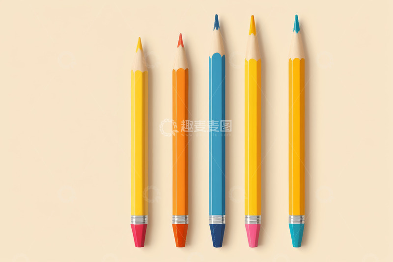 高清大图下载【趣麦麦图】彩色铅笔整齐排列