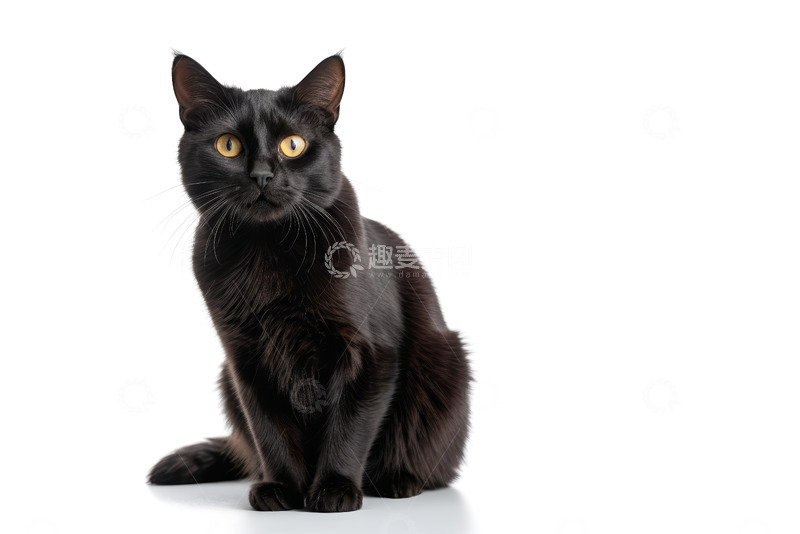 高清大图下载【趣麦麦图】黑色猫咪正坐特写