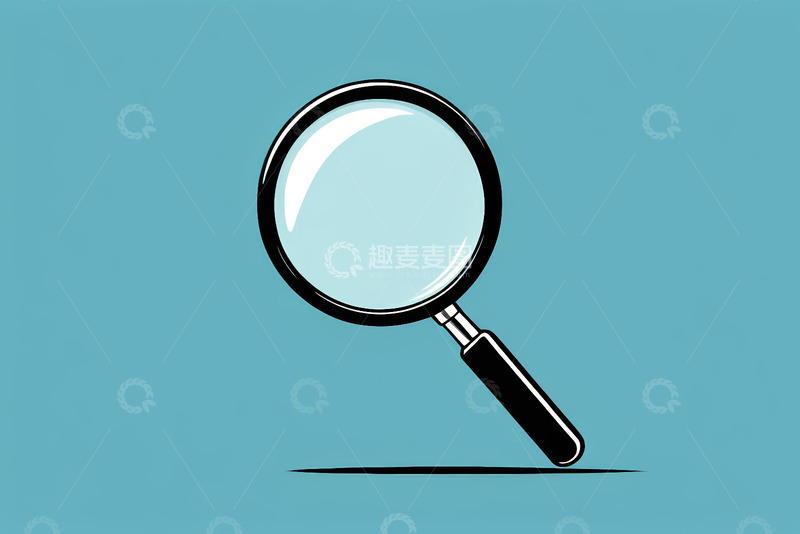 高清大图下载【趣麦麦图】蓝色背景上的放大镜插图