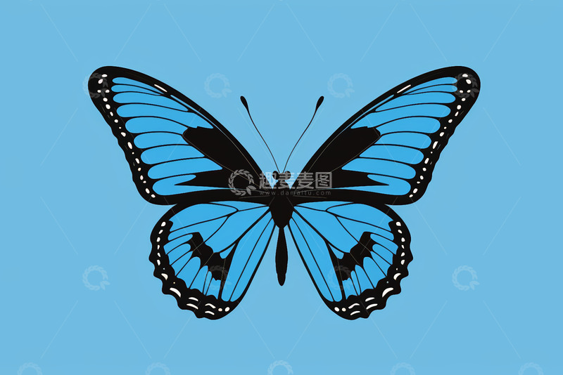 高清大图下载【趣麦麦图】蓝色蝴蝶图案素材