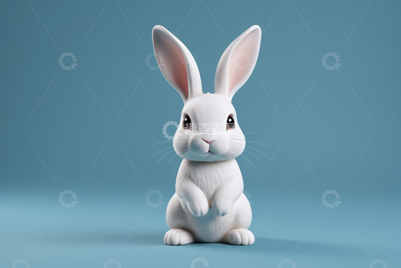 高清大图下载【趣麦麦图】白色卡通兔子形象素材