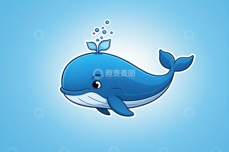 高清大图下载【趣麦麦图】卡通蓝鲸形象素材