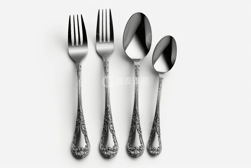 高清大图下载【趣麦麦图】金属餐具特写