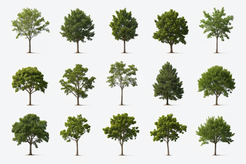 高清大图下载【趣麦麦图】多种形态绿树素材