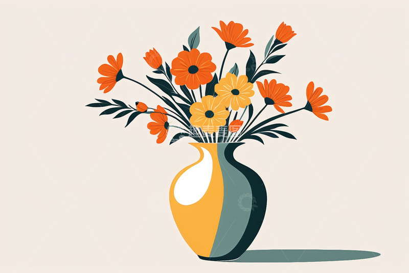 高清大图下载【趣麦麦图】花瓶中插着鲜艳花卉