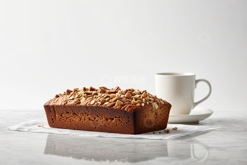 高清大图下载【趣麦麦图】坚果蛋糕搭配咖啡静物画面