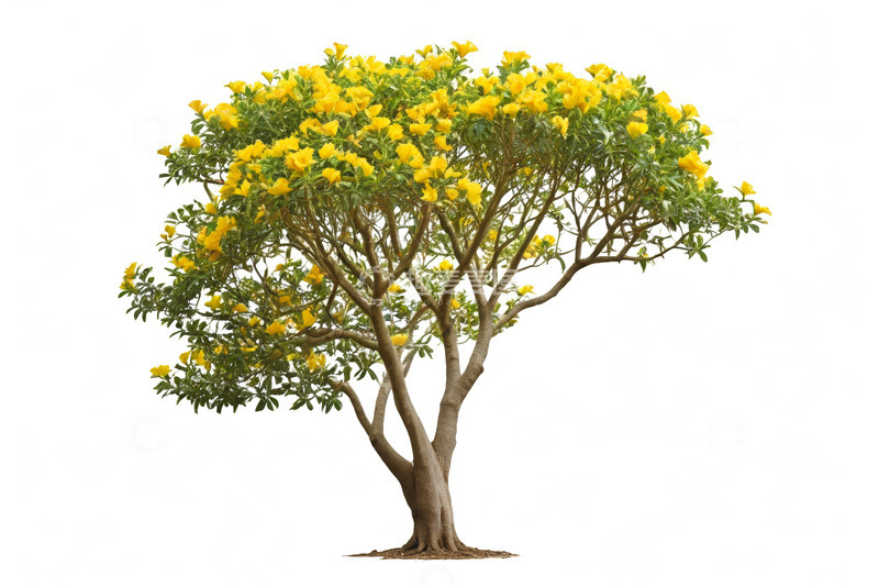 高清大图下载【趣麦麦图】盛开黄色花朵的树木