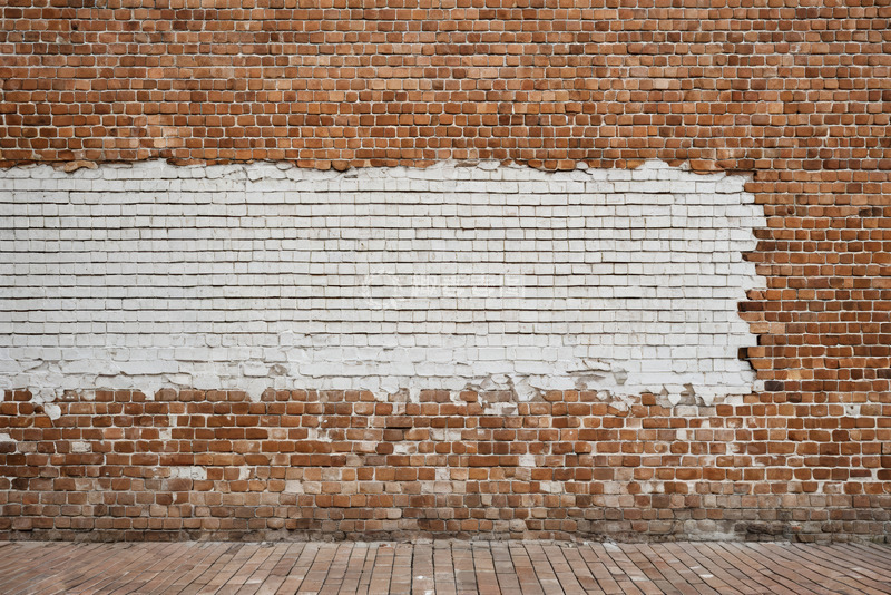 高清大图下载【趣麦麦图】带白色斑块的红砖墙背景