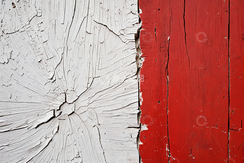 高清大图下载【趣麦麦图】红白相间剥落油漆木材纹理
