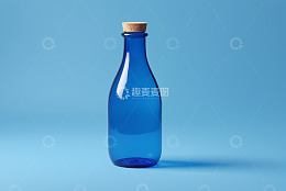 蓝色玻璃瓶配软木塞静物素材