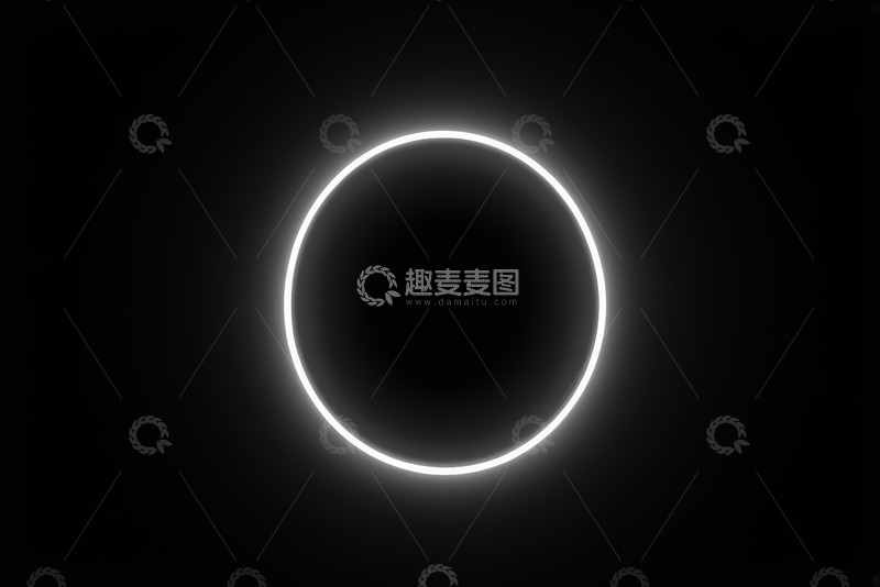高清大图下载【趣麦麦图】黑色背景发光白色圆环