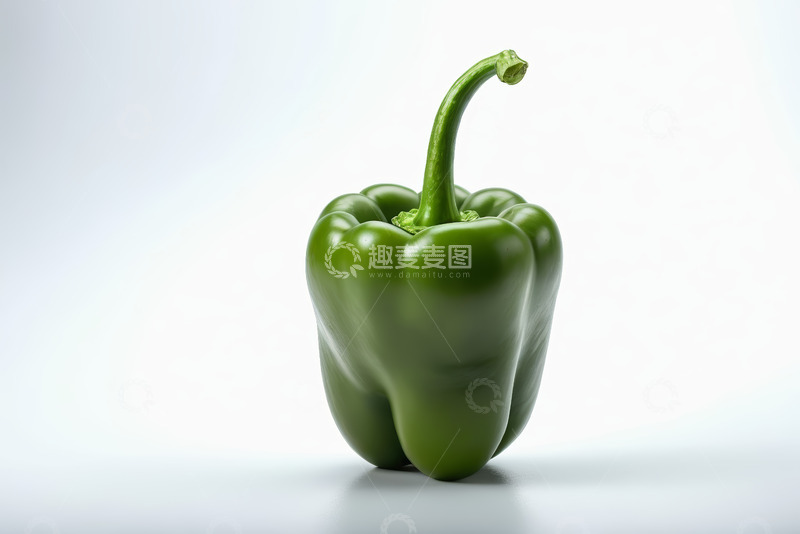 高清大图下载【趣麦麦图】-单个绿色甜椒特写