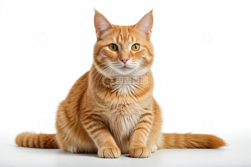 高清大图下载【趣麦麦图】橘色猫咪正坐特写