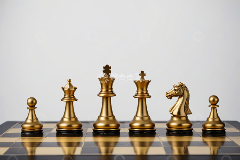 高清大图下载【趣麦麦图】金色国际象棋棋子特写