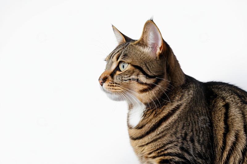 高清大图下载【趣麦麦图】侧头的虎斑猫特写
