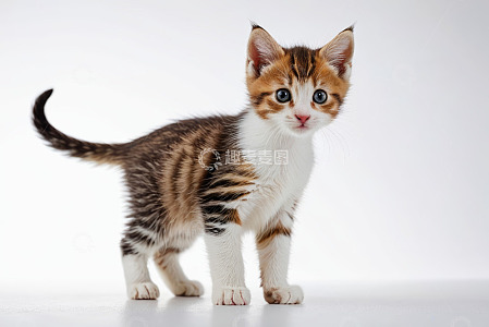 三色花纹小猫站立特写
