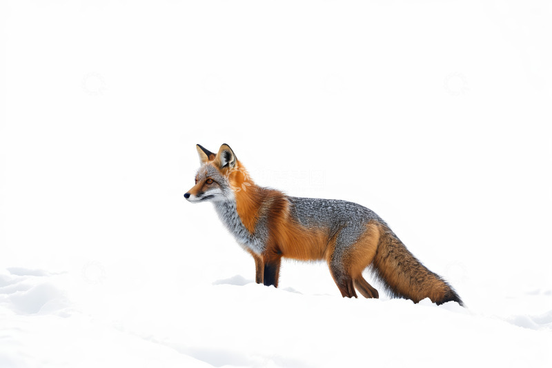 高清大图下载【趣麦麦图】雪地中的野生狐狸