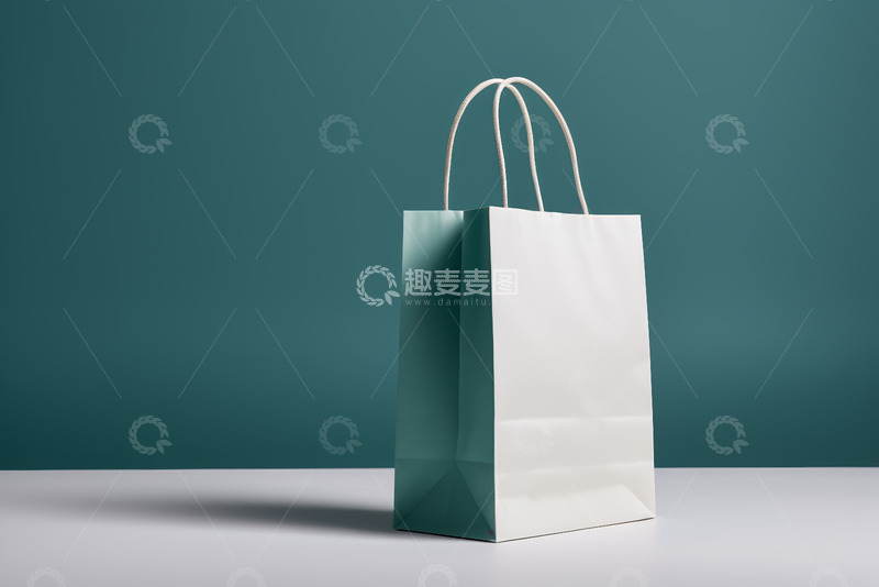 高清大图下载【趣麦麦图】简约背景下的纸质购物袋