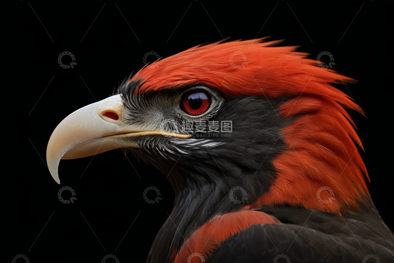 高清大图下载【趣麦麦图】红羽鹰头部特写