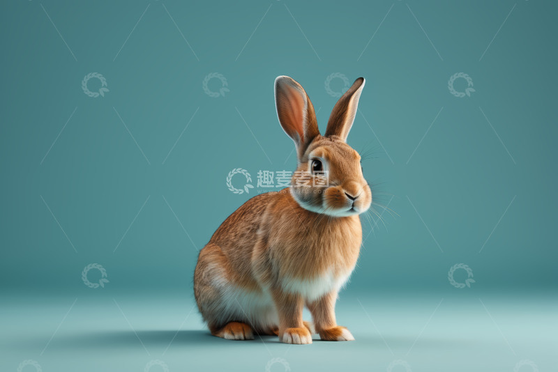 高清大图下载【趣麦麦图】坐着的棕色兔子特写