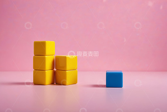 粉色背景彩色立方体堆叠画面