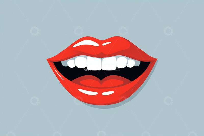 高清大图下载【趣麦麦图】红色嘴唇卡通艺术插图