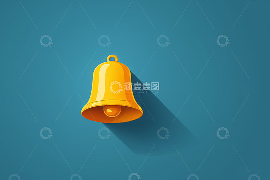 蓝色背景黄色铃铛插图