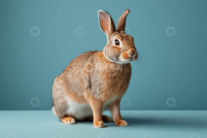 高清大图下载【趣麦麦图】棕色兔子坐立特写
