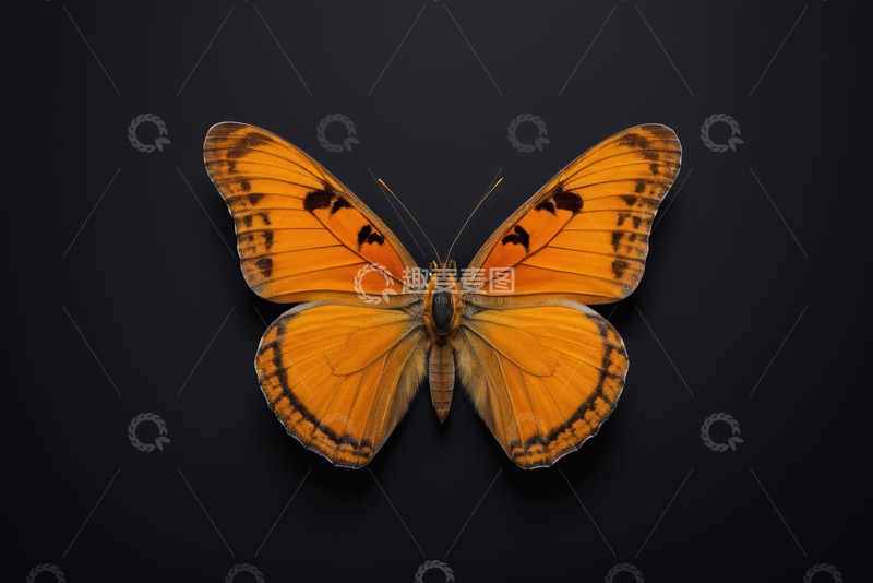 高清大图下载【趣麦麦图】橙色蝴蝶特写素材