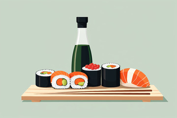 寿司与酱油瓶搭配画面