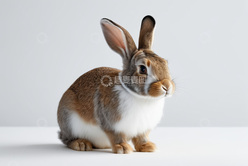 高清大图下载【趣麦麦图】坐着的棕白相间兔子特写