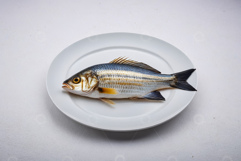 高清大图下载【趣麦麦图】白色盘子上的新鲜鱼