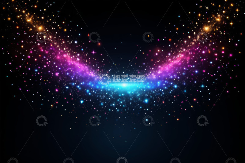 高清大图下载【趣麦麦图】彩色发光粒子抽象背景