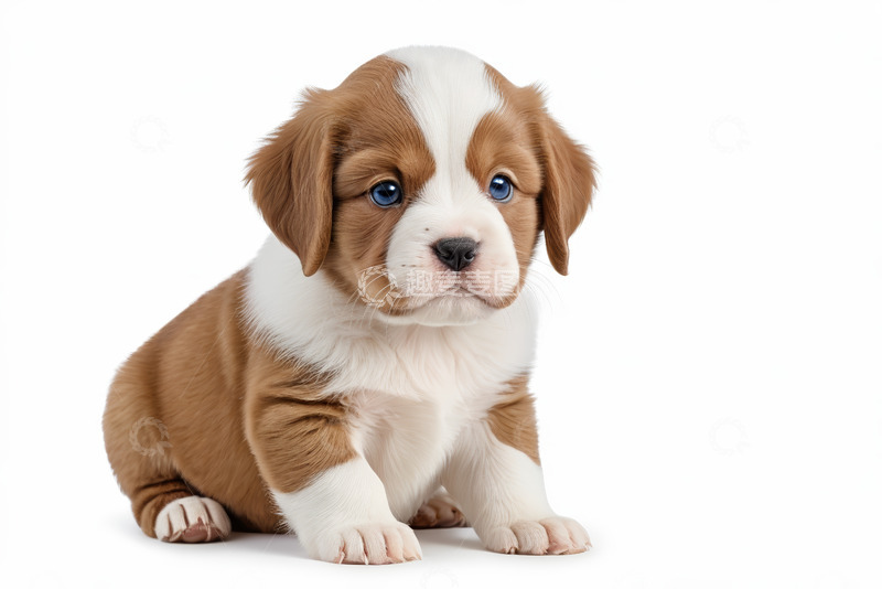 高清大图下载【趣麦麦图】棕白相间小狗特写
